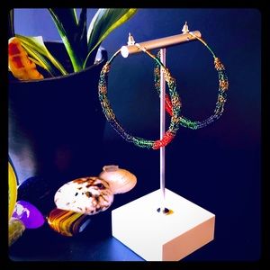 2.25” Handmade Color Block Wire Crocheted Hoops